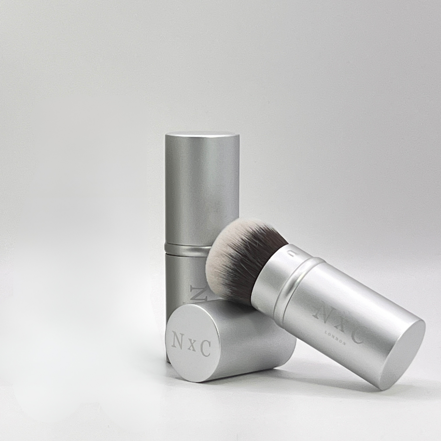 The NxC Retractable Kabuki Brush in Matte Silver