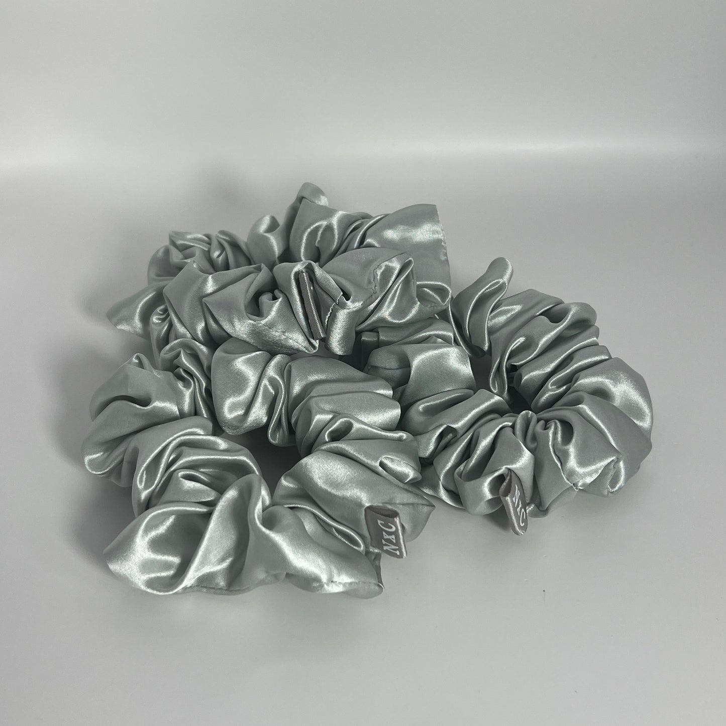The NxC Silk Scrunchie Set in Silver