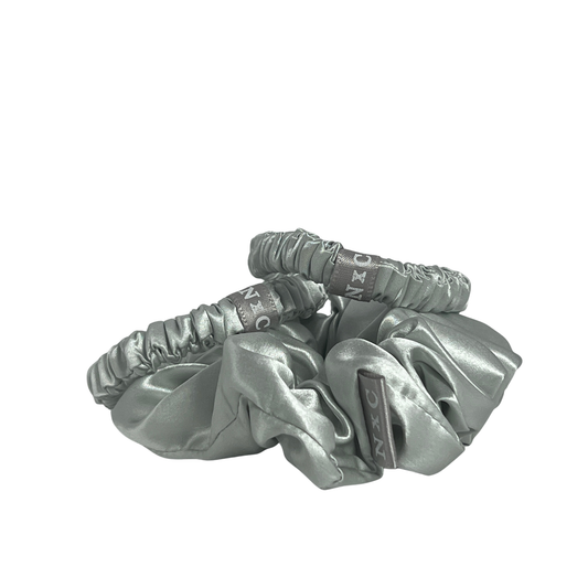 The NxC Silk Scrunchie Trio in Silver