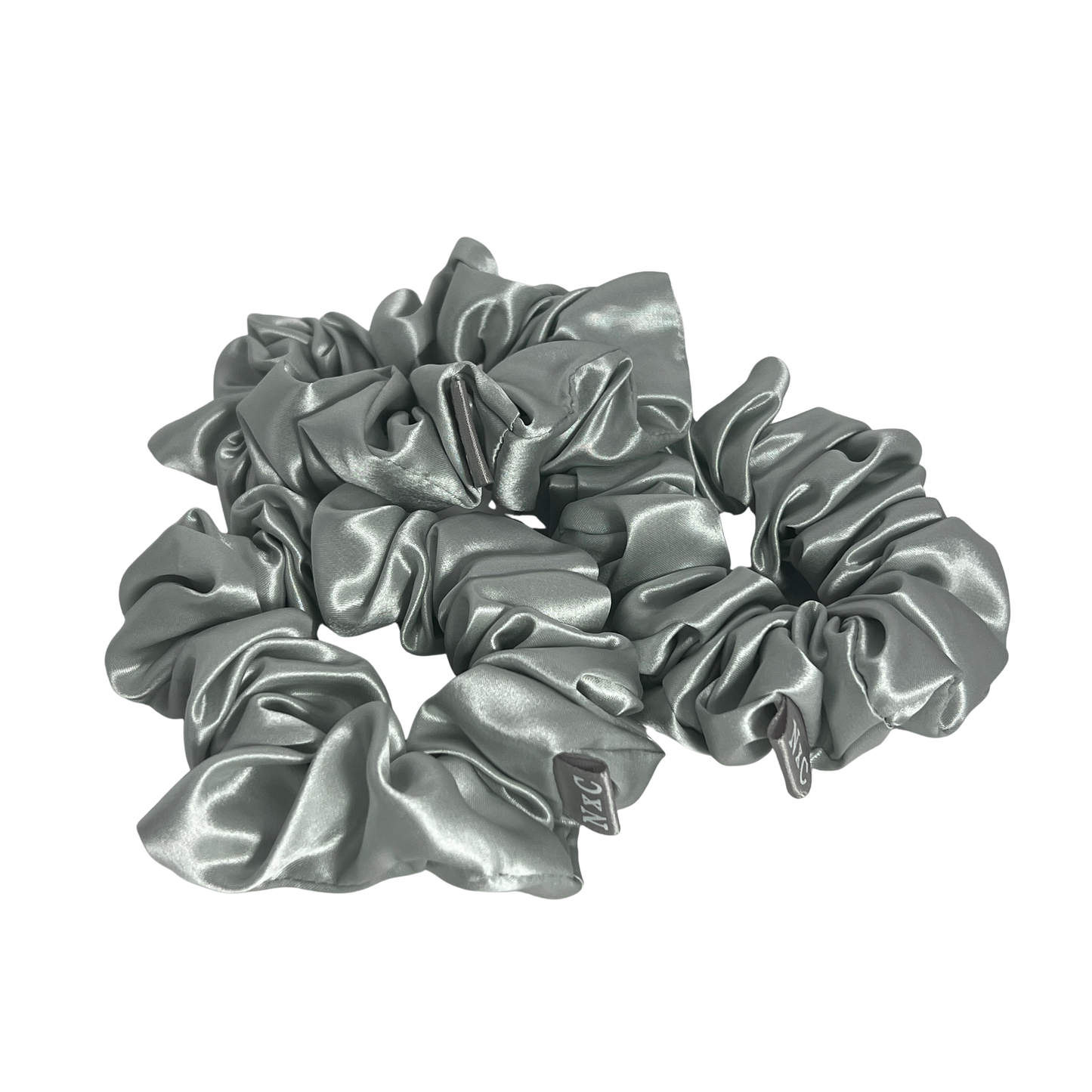 The NxC Silk Scrunchie Set in Silver