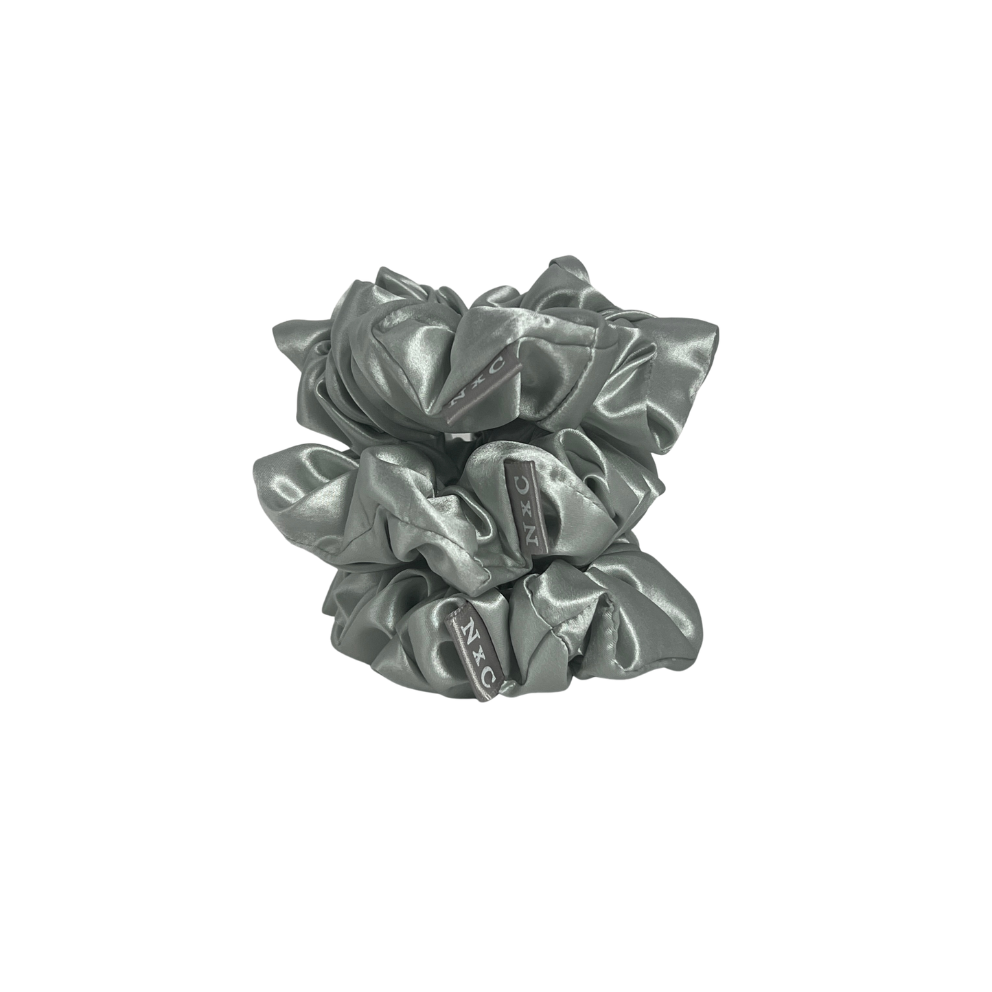 The NxC Silk Scrunchie Set in Silver