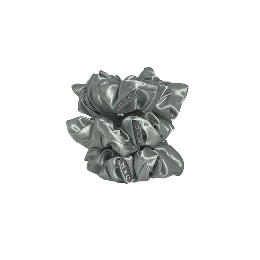 The NxC Silk Scrunchie Set in Silver