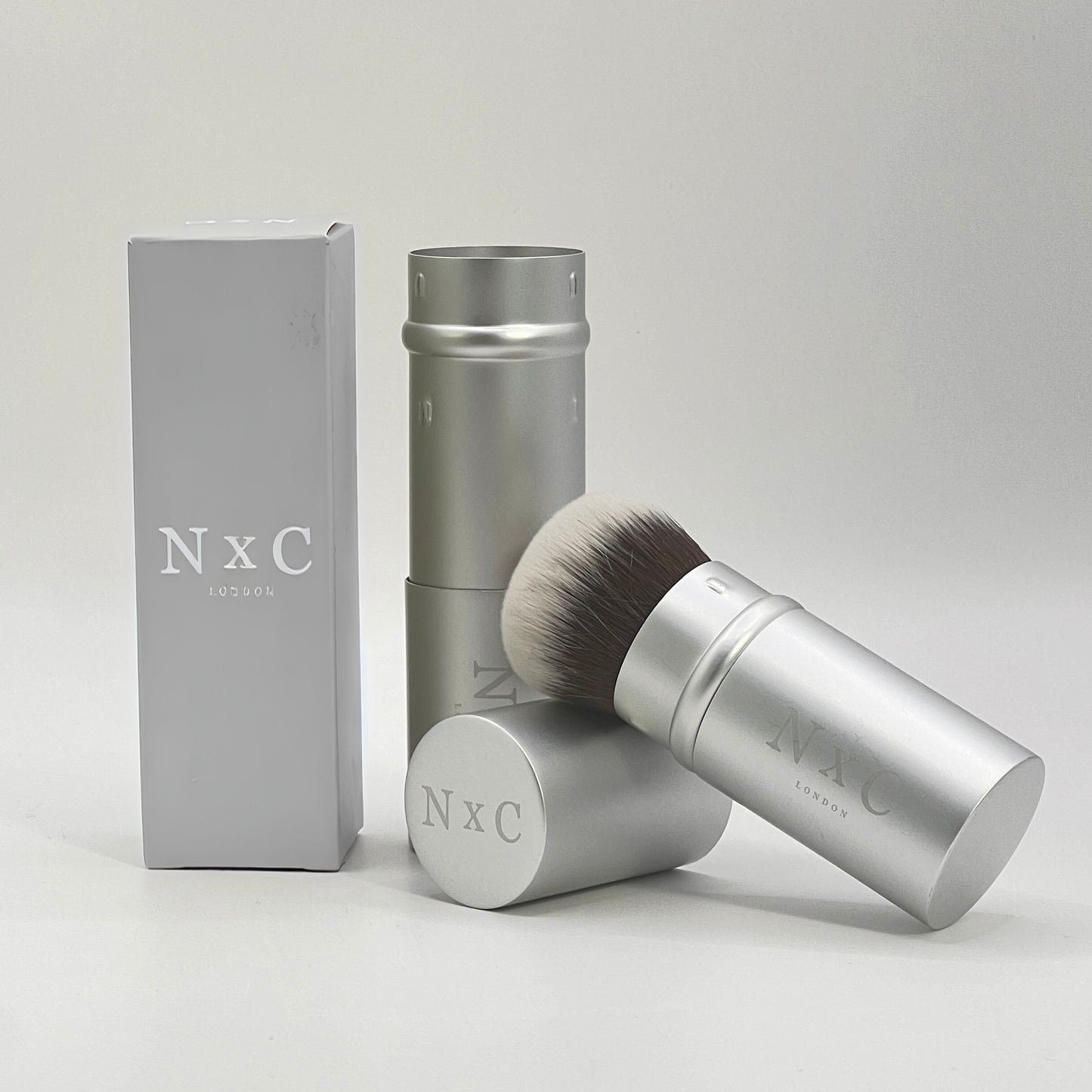 The NxC Retractable Kabuki Brush in Matte Silver